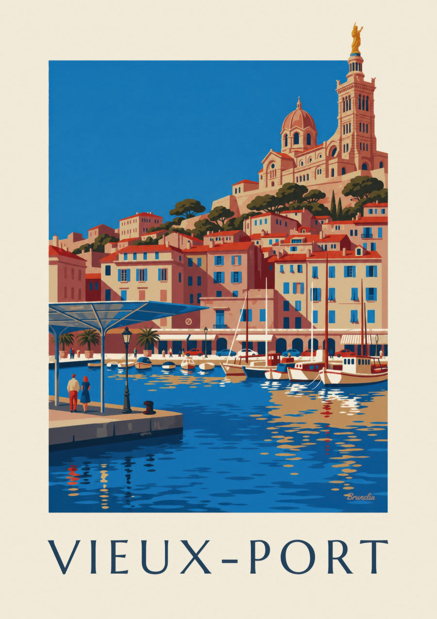 Affiche ombrière miroir du Vieux-Port de Marseille