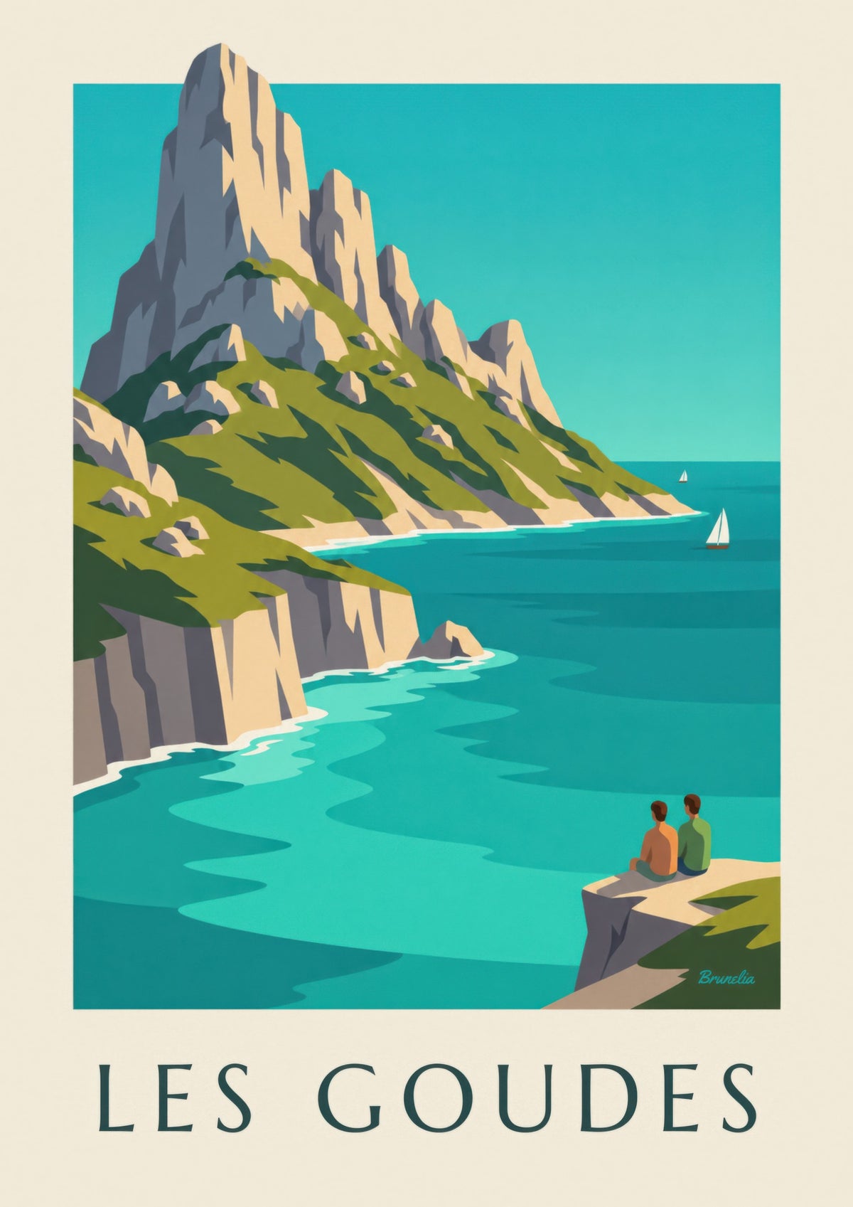 Affiche île Maïre face aux Goudes, eau turquoise