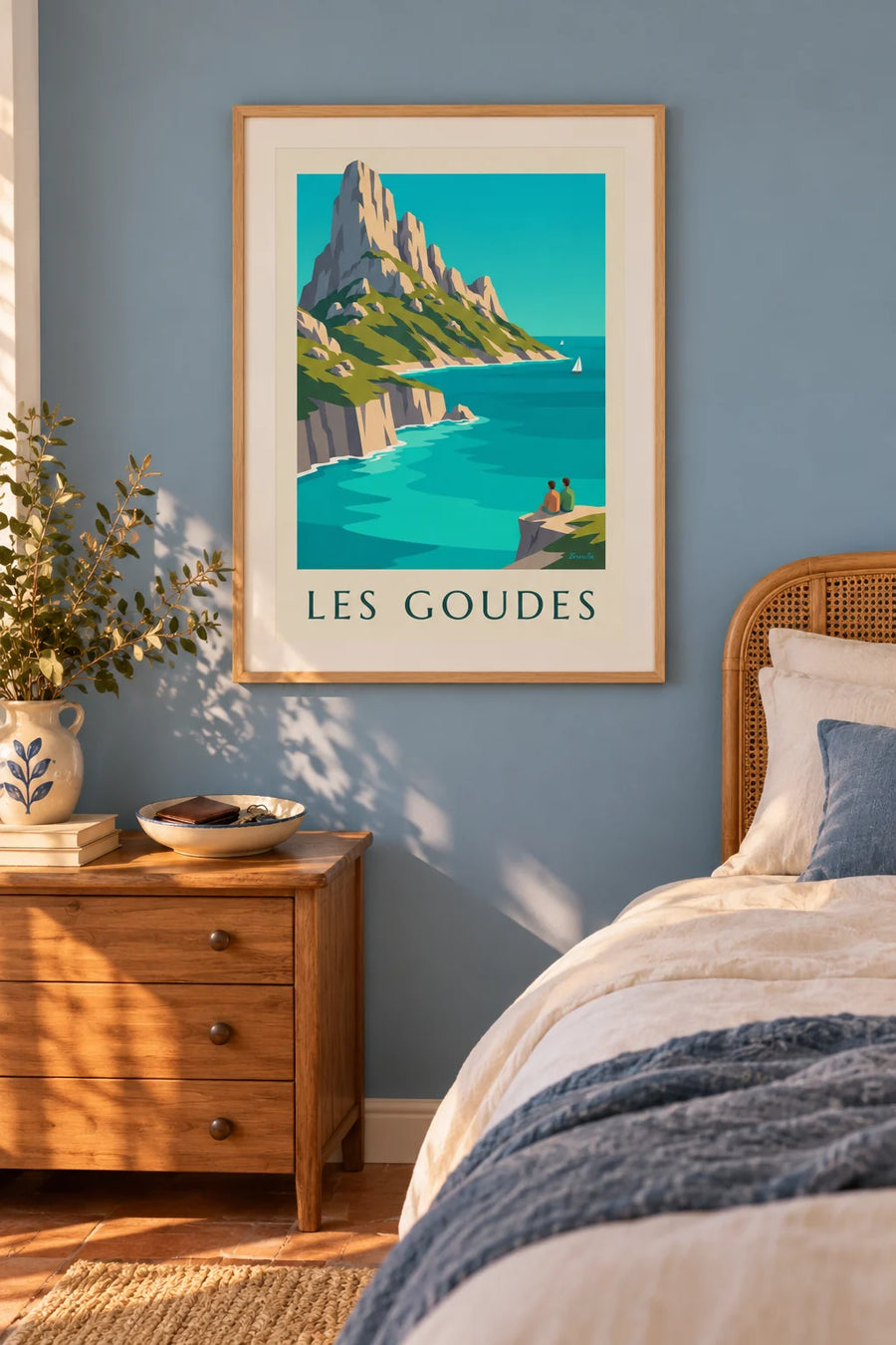 Affiche île Maïre face aux Goudes, eau turquoise : encadrée au mur