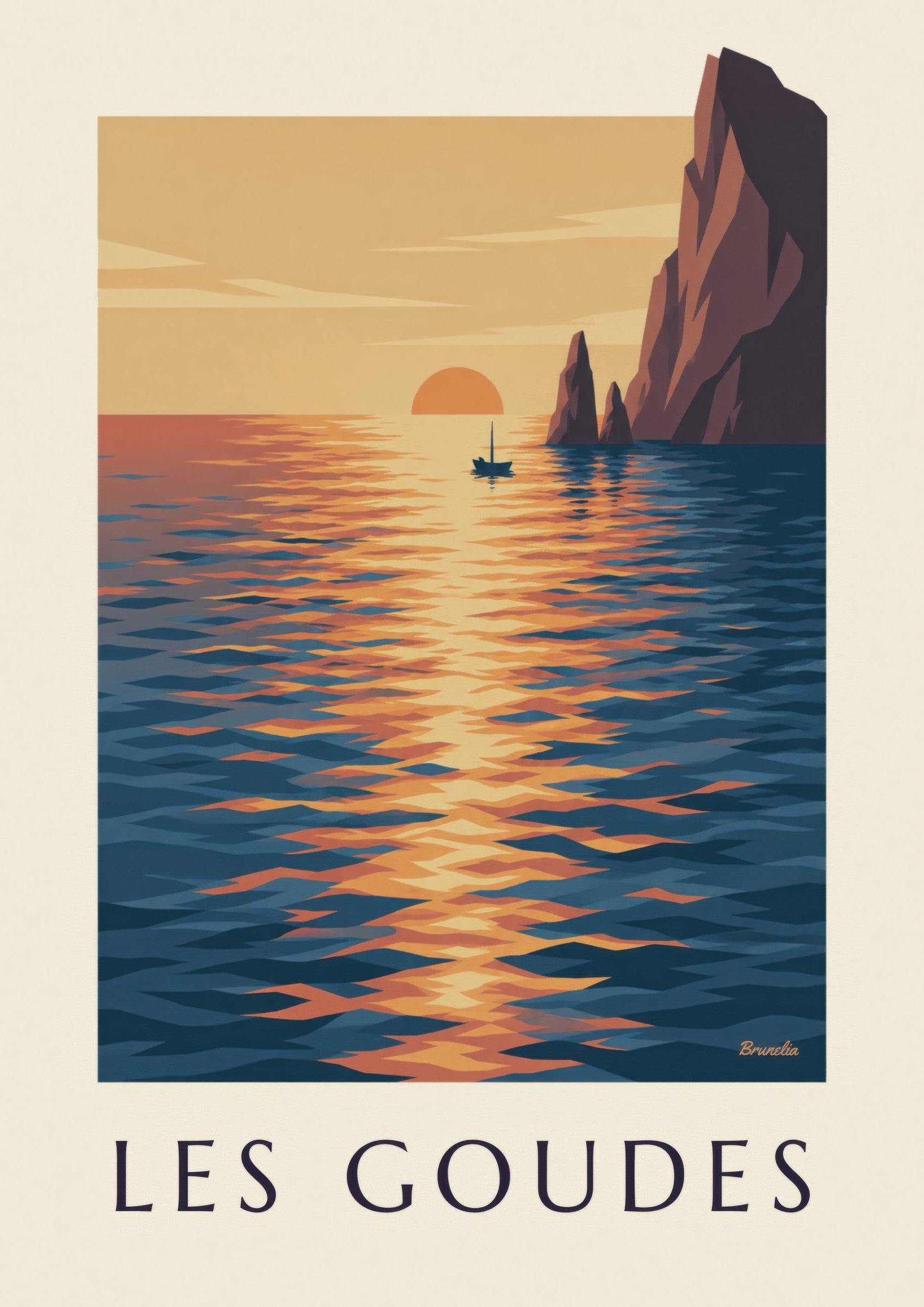 Affiche coucher de soleil aux Goudes : détail en gros plan