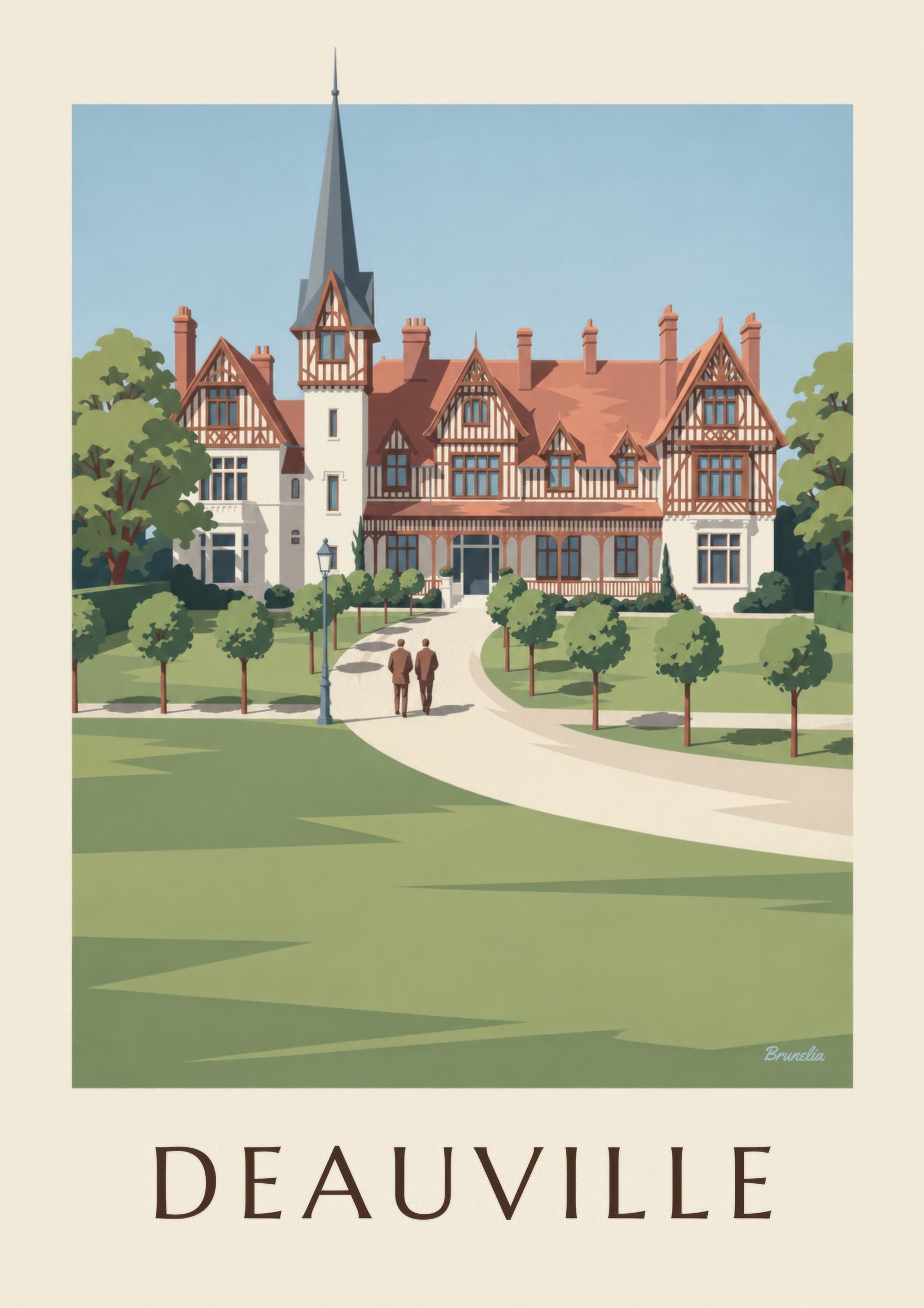 Affiche Deauville villa Strassburger à colombages : détail en gros plan