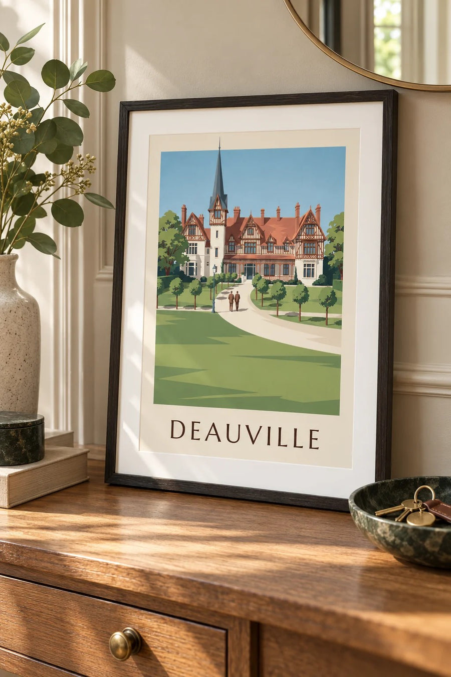 Affiche Deauville villa Strassburger à colombages : petit format A4 encadré