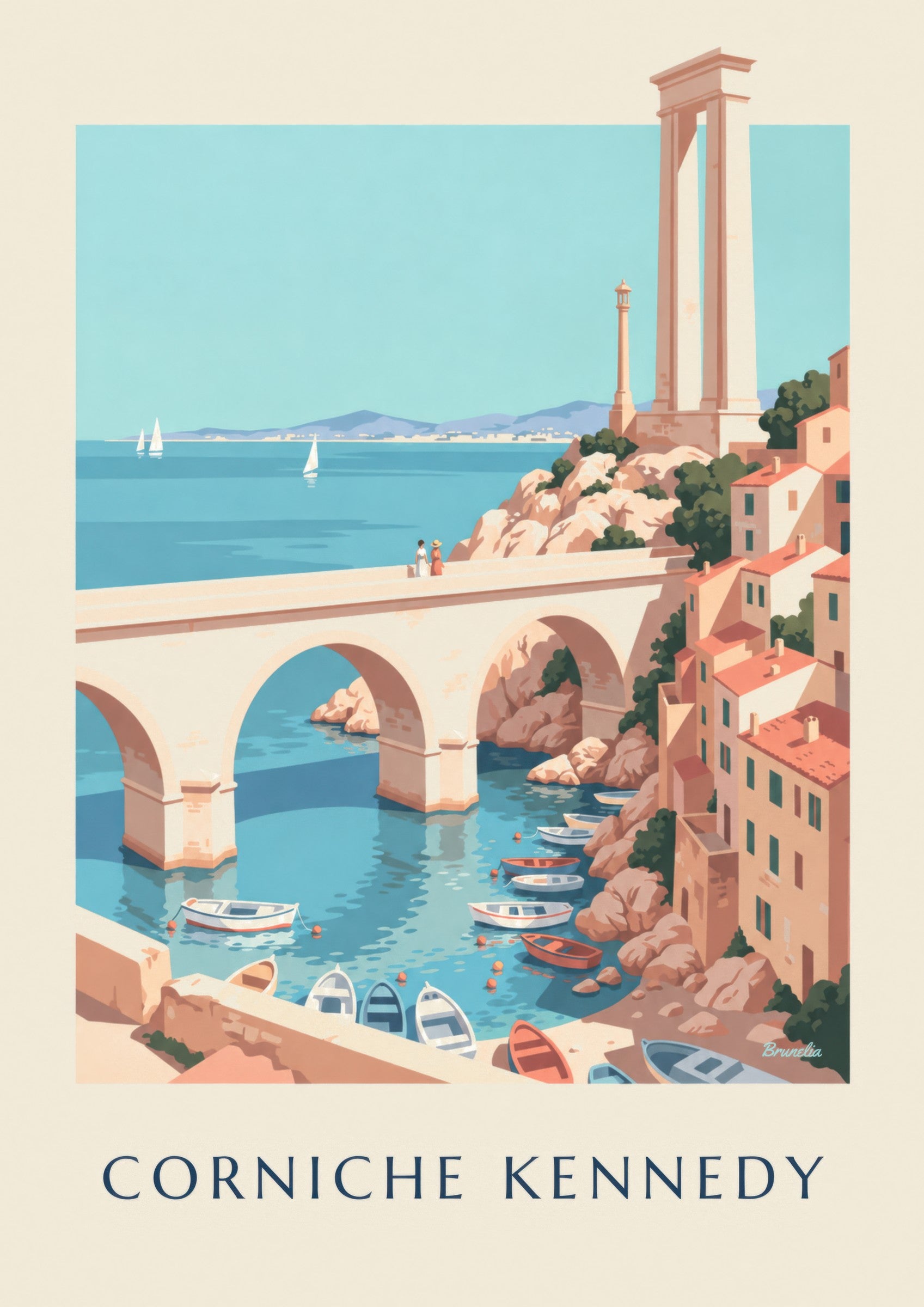 Affiche Corniche Kennedy à Marseille : détail en gros plan