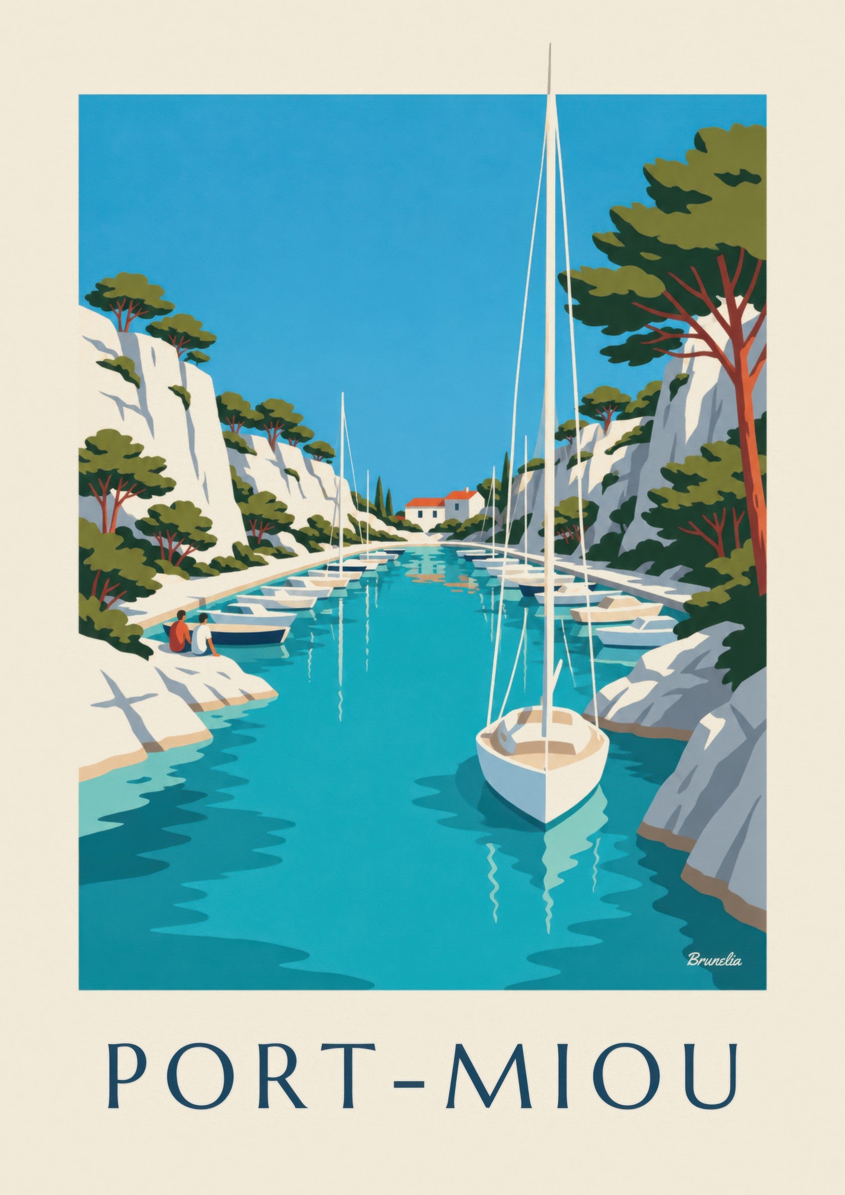 Affiche calanque de Port-Miou et voiliers : détail en gros plan