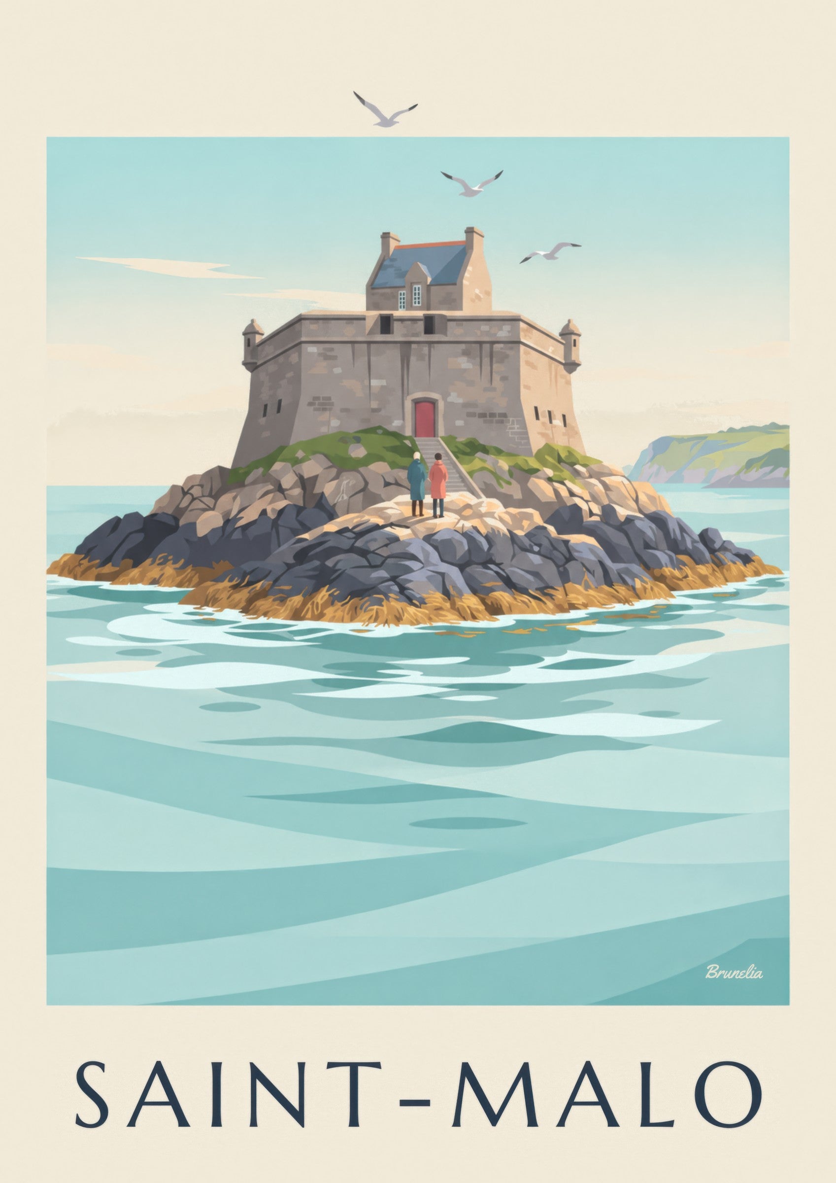 Affiche du fort du Petit Bé à Saint-Malo : détail en gros plan