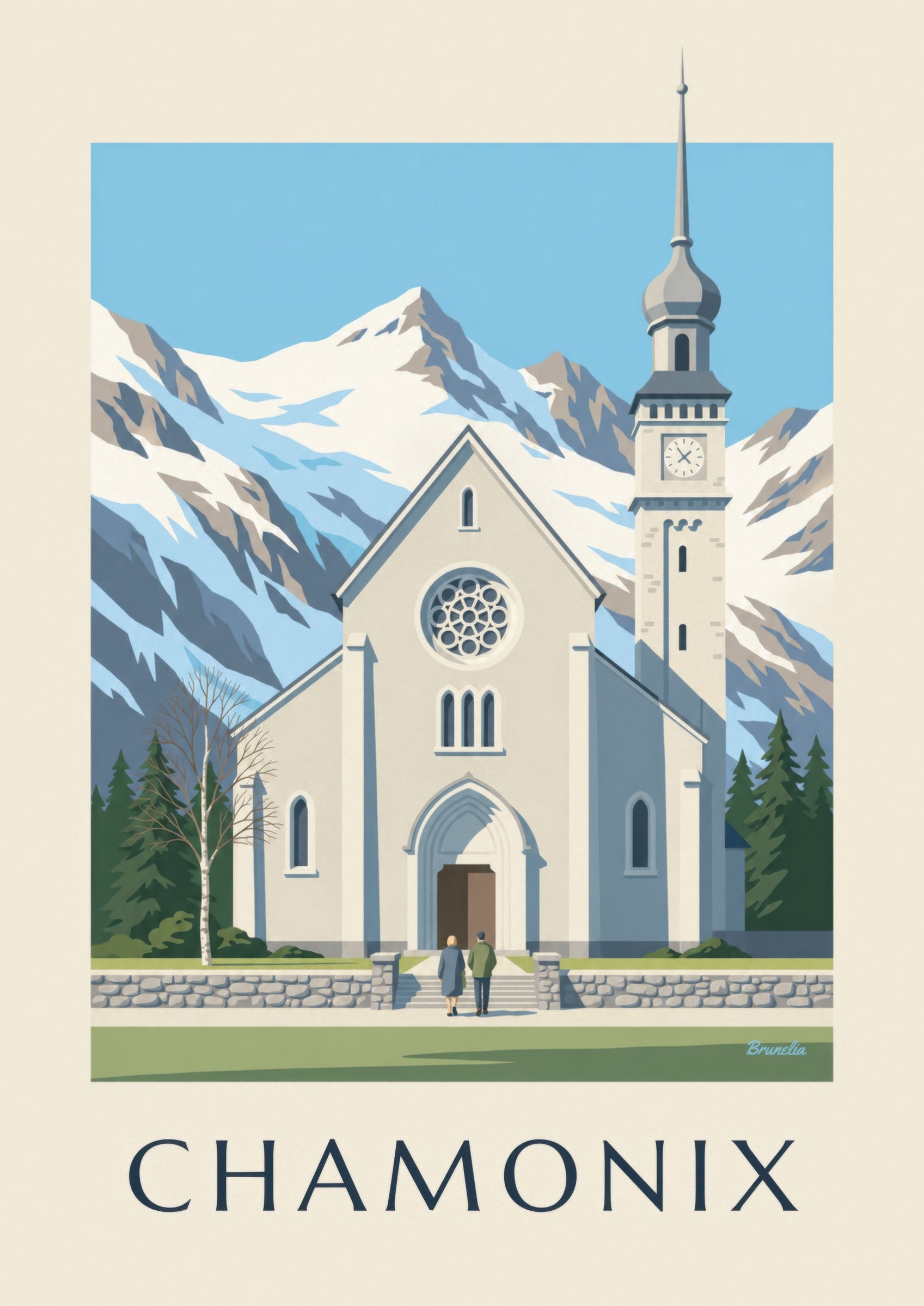 Affiche église Saint-Michel de Chamonix : détail en gros plan