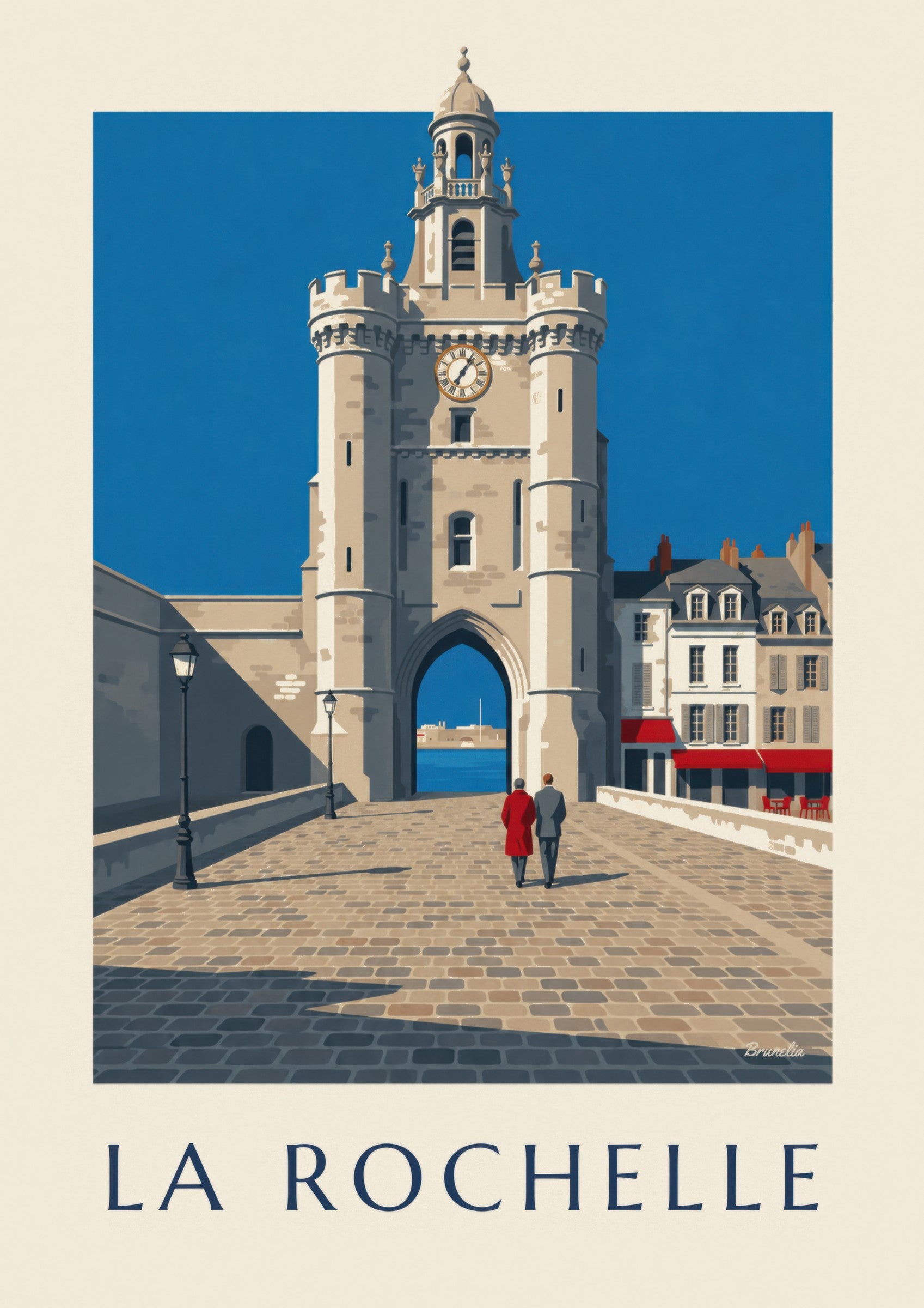 Affiche porte de la Grosse Horloge à La Rochelle : détail en gros plan