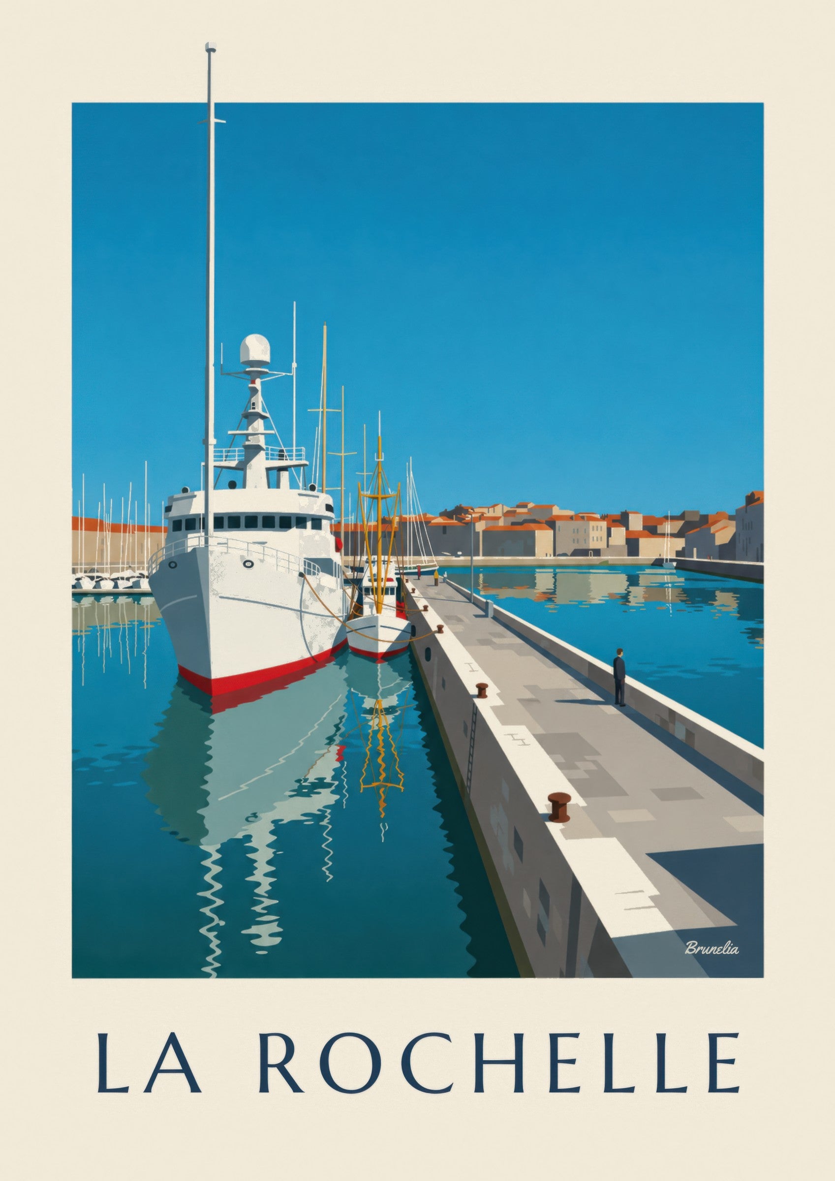 Affiche Bassin des Chalutiers à La Rochelle : détail en gros plan