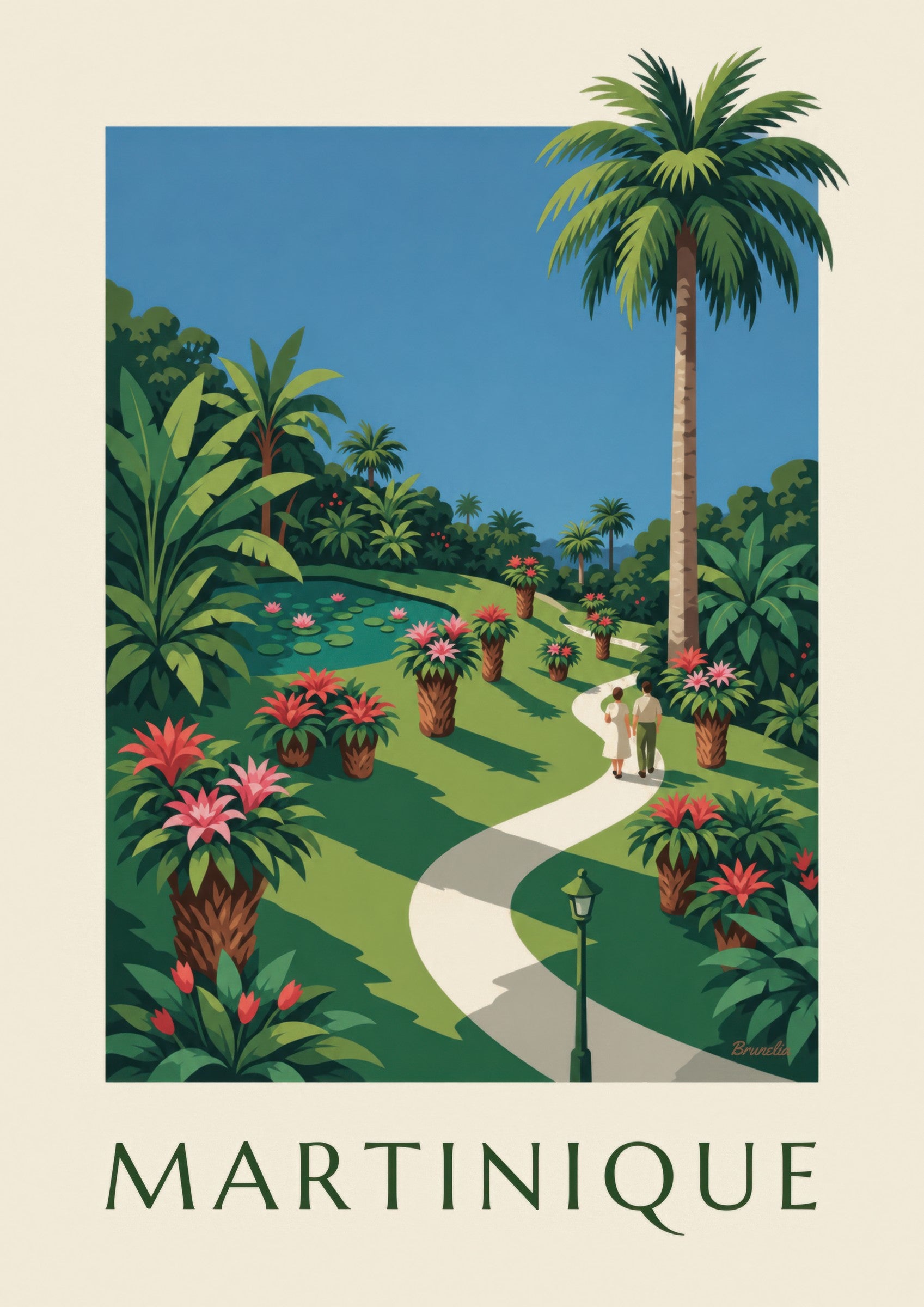 Affiche Martinique, jardin de Balata et broméliacées : détail en gros plan