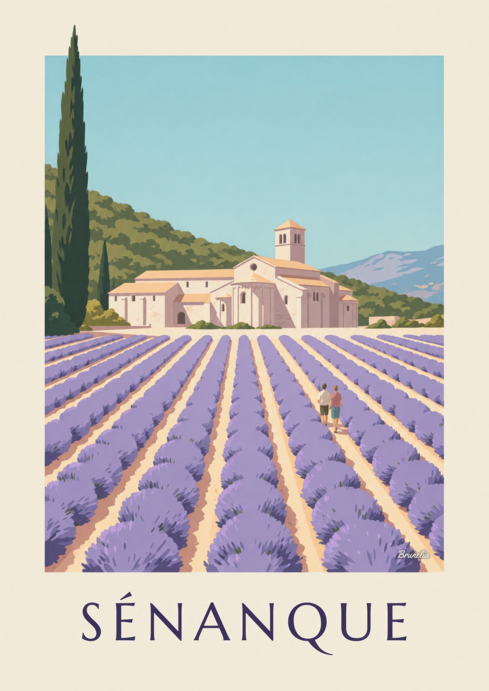 Affiche abbaye de Sénanque et lavande : détail en gros plan