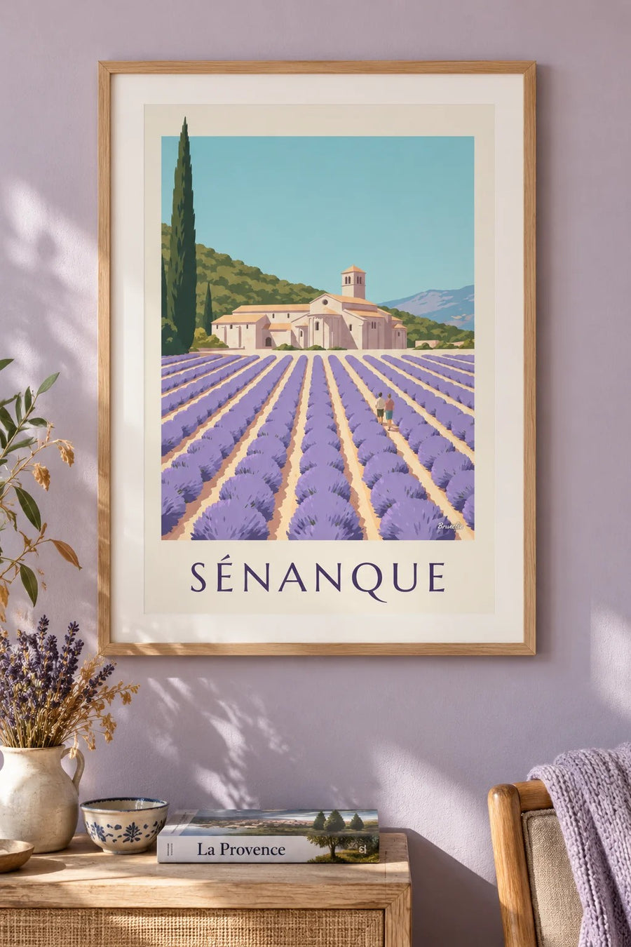 Affiche abbaye de Sénanque et lavande : encadrée au mur