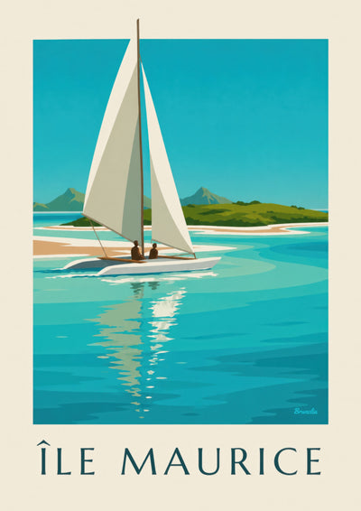 Affiche Île aux Cerfs et lagon turquoise : l'affiche entière