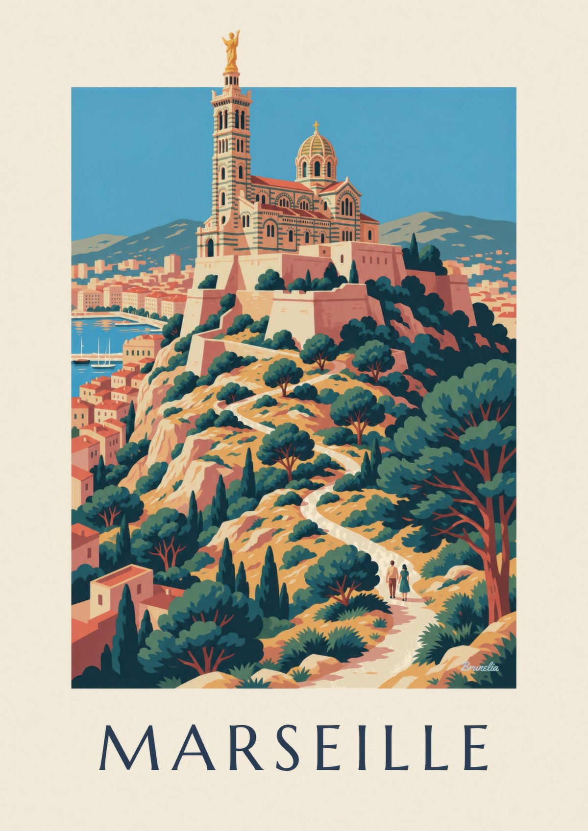Affiche Notre-Dame-de-la-Garde au coucher du soleil
