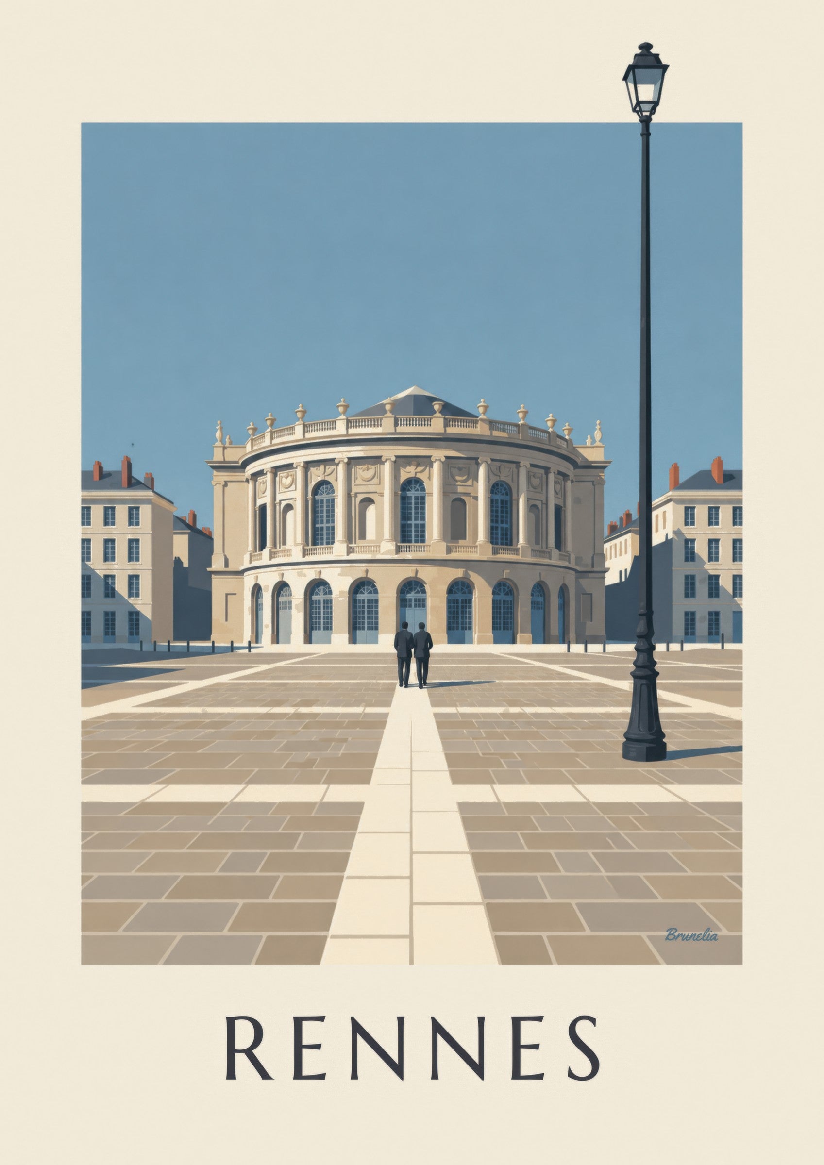 Affiche Rennes, l’opéra en rotonde place de la Mairie : détail en gros plan