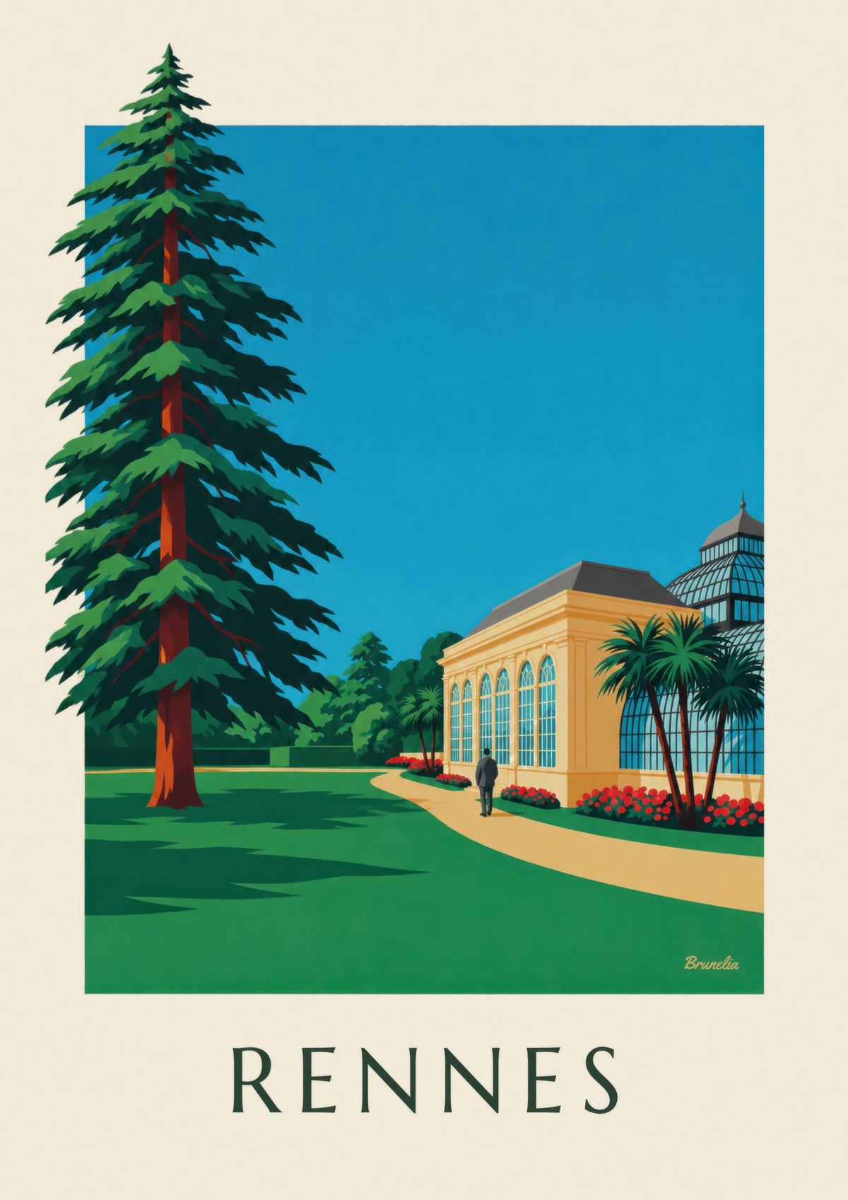 Affiche Rennes, parc du Thabor et son orangerie