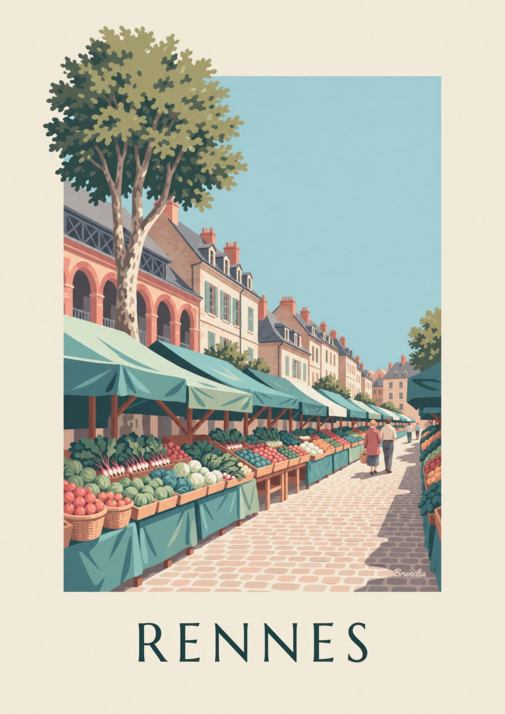Affiche marché des Lices à Rennes : détail en gros plan
