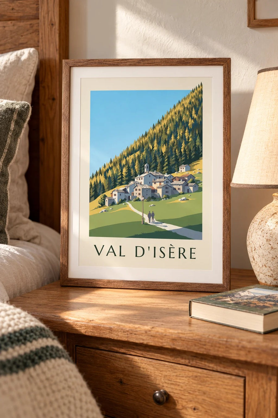 Affiche Val d’Isère, le hameau du Fornet : petit format A4 encadré