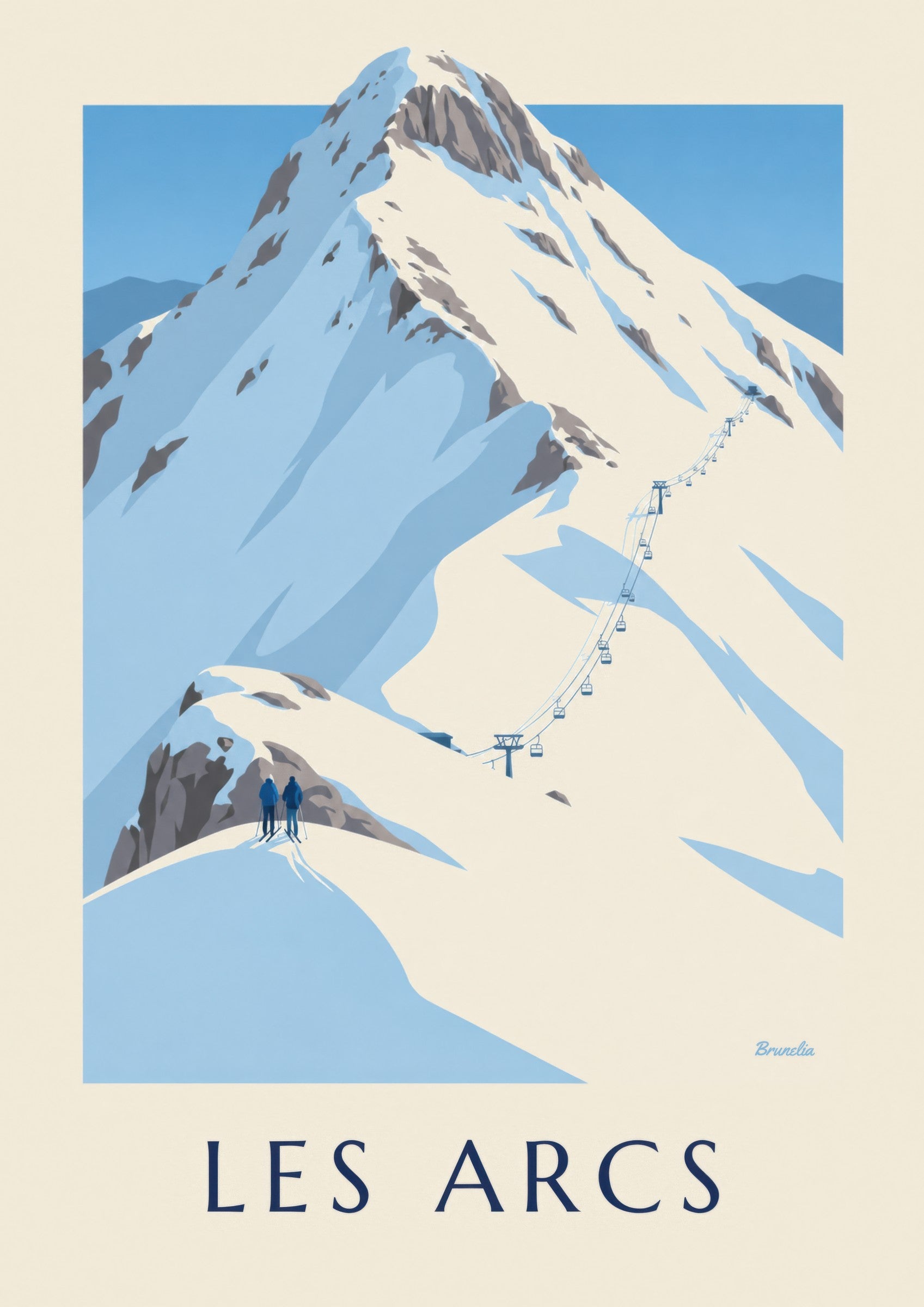 Affiche Les Arcs, montagne enneigée | Brunelia : détail en gros plan