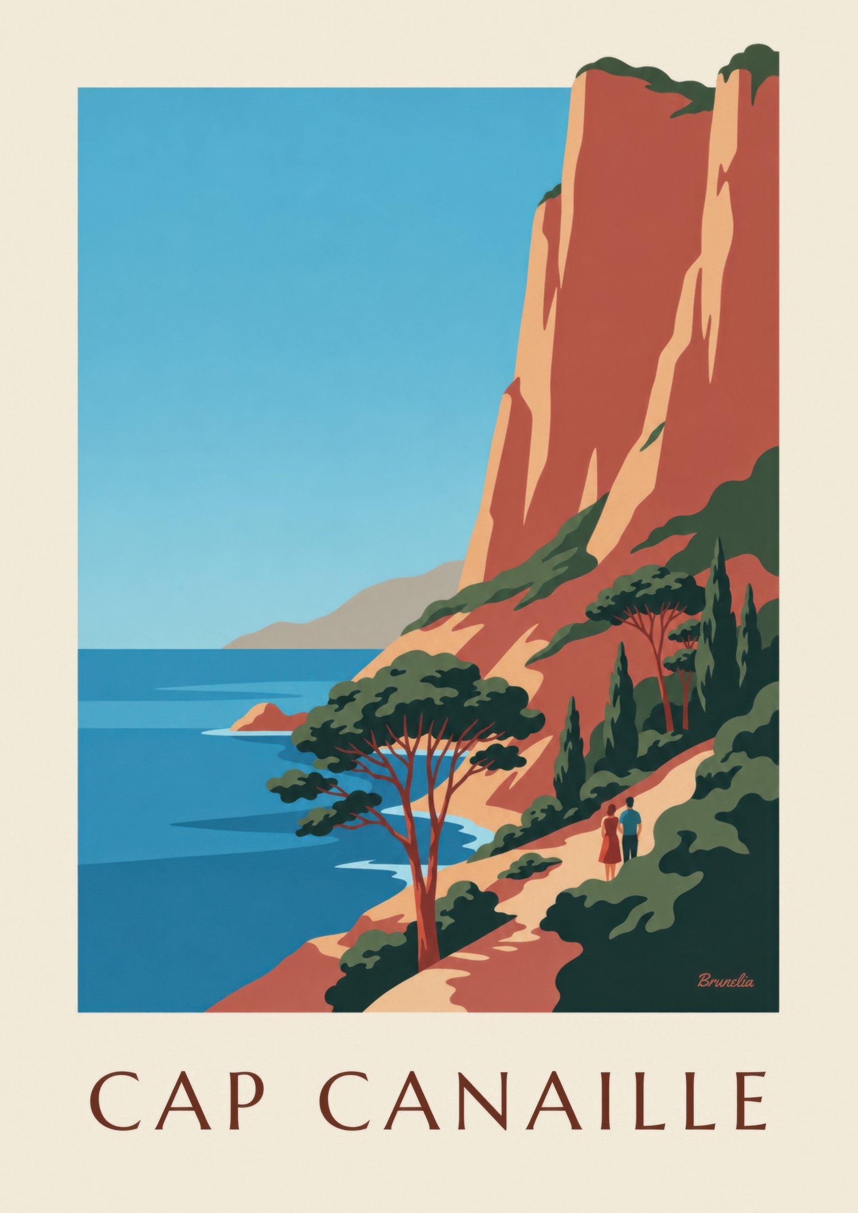 Affiche Cap Canaille, falaises rouges et mer bleue : détail en gros plan