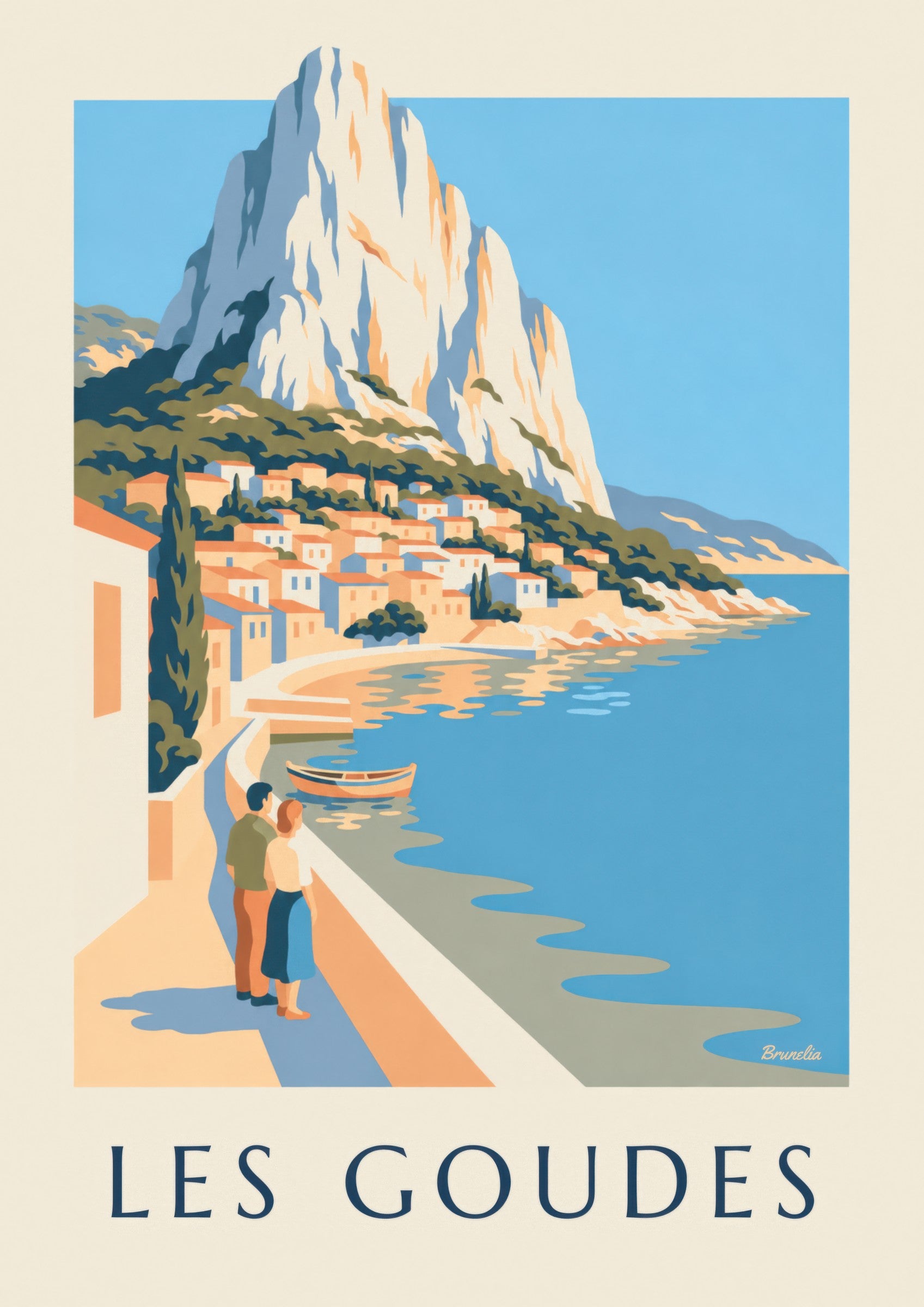 Affiche Les Goudes vue de la mer : détail en gros plan