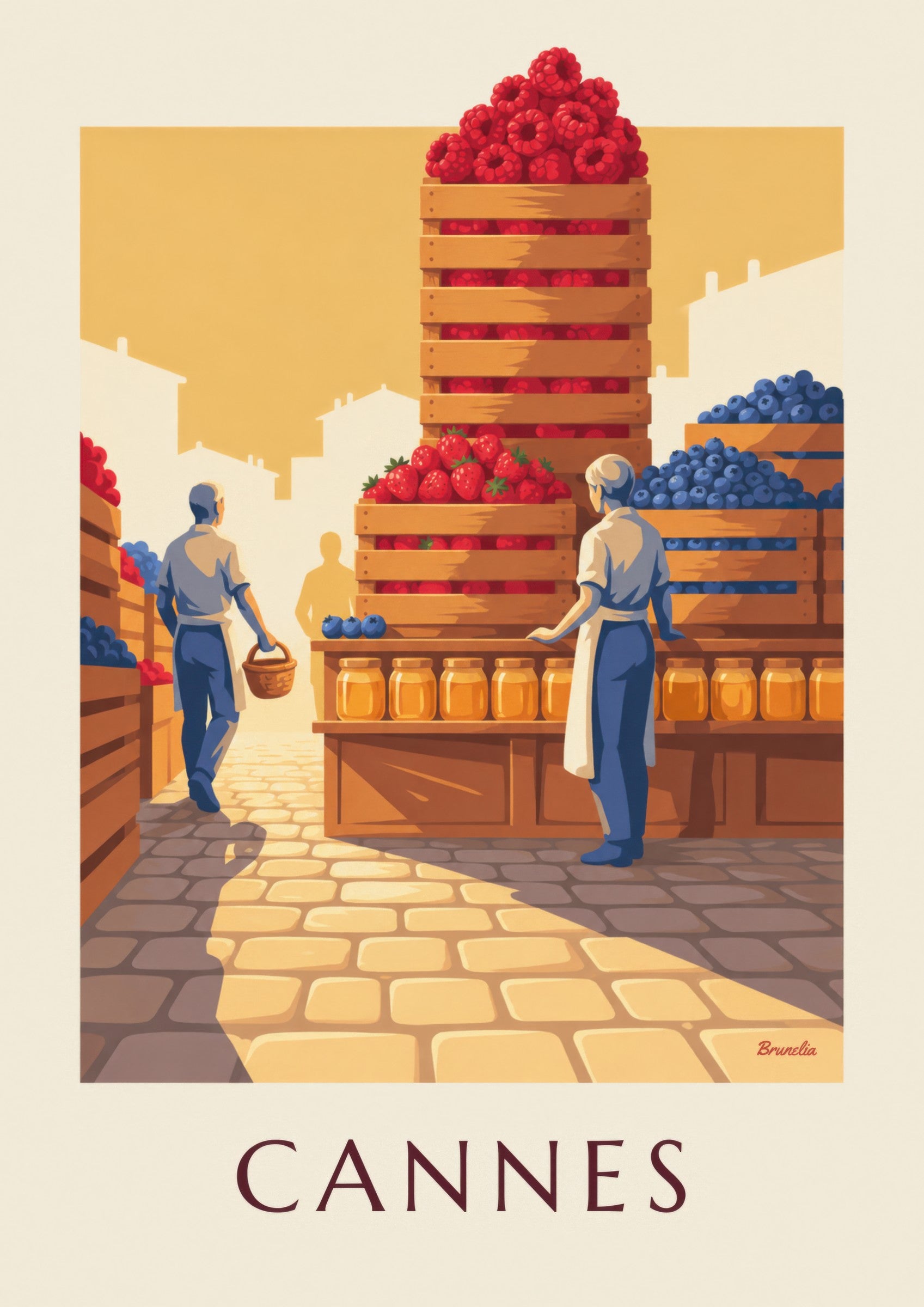 Affiche marché Forville à Cannes, fruits rouges : détail en gros plan