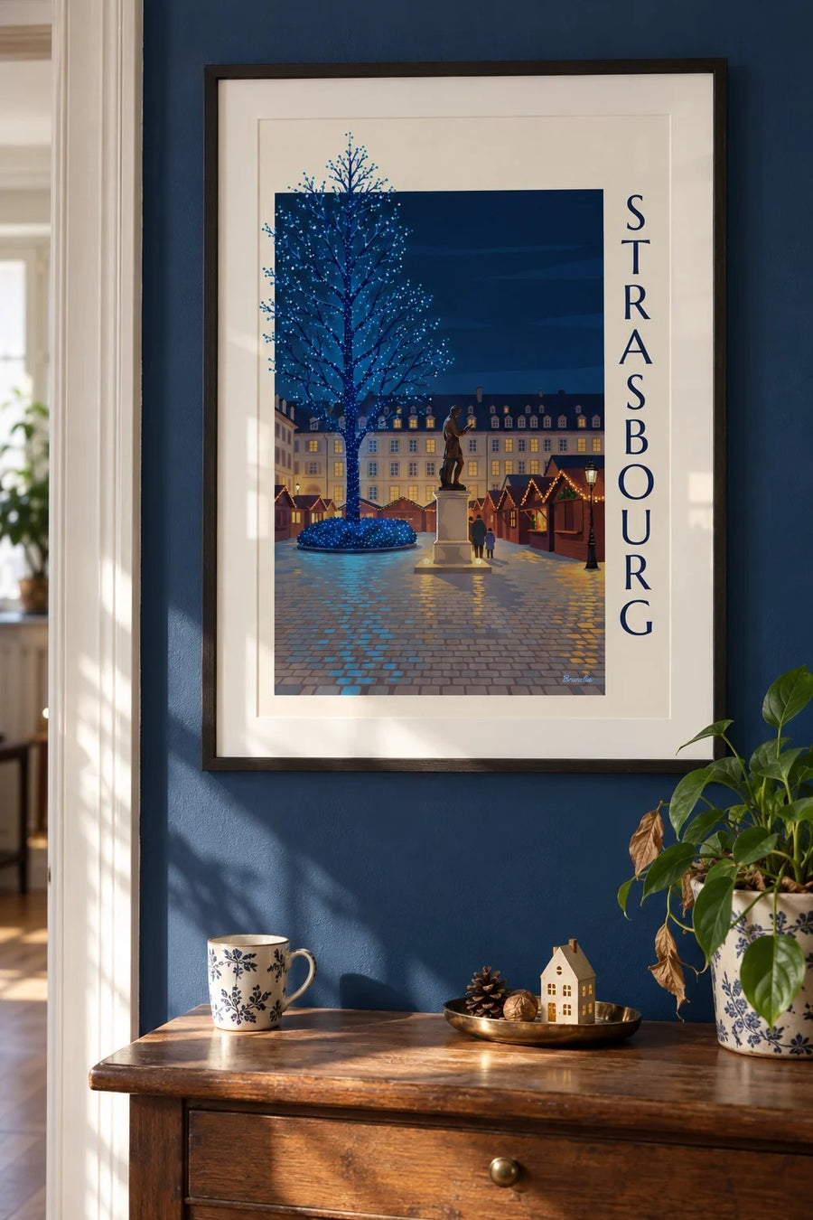 Affiche Noël à Strasbourg, place Gutenberg : encadrée au mur