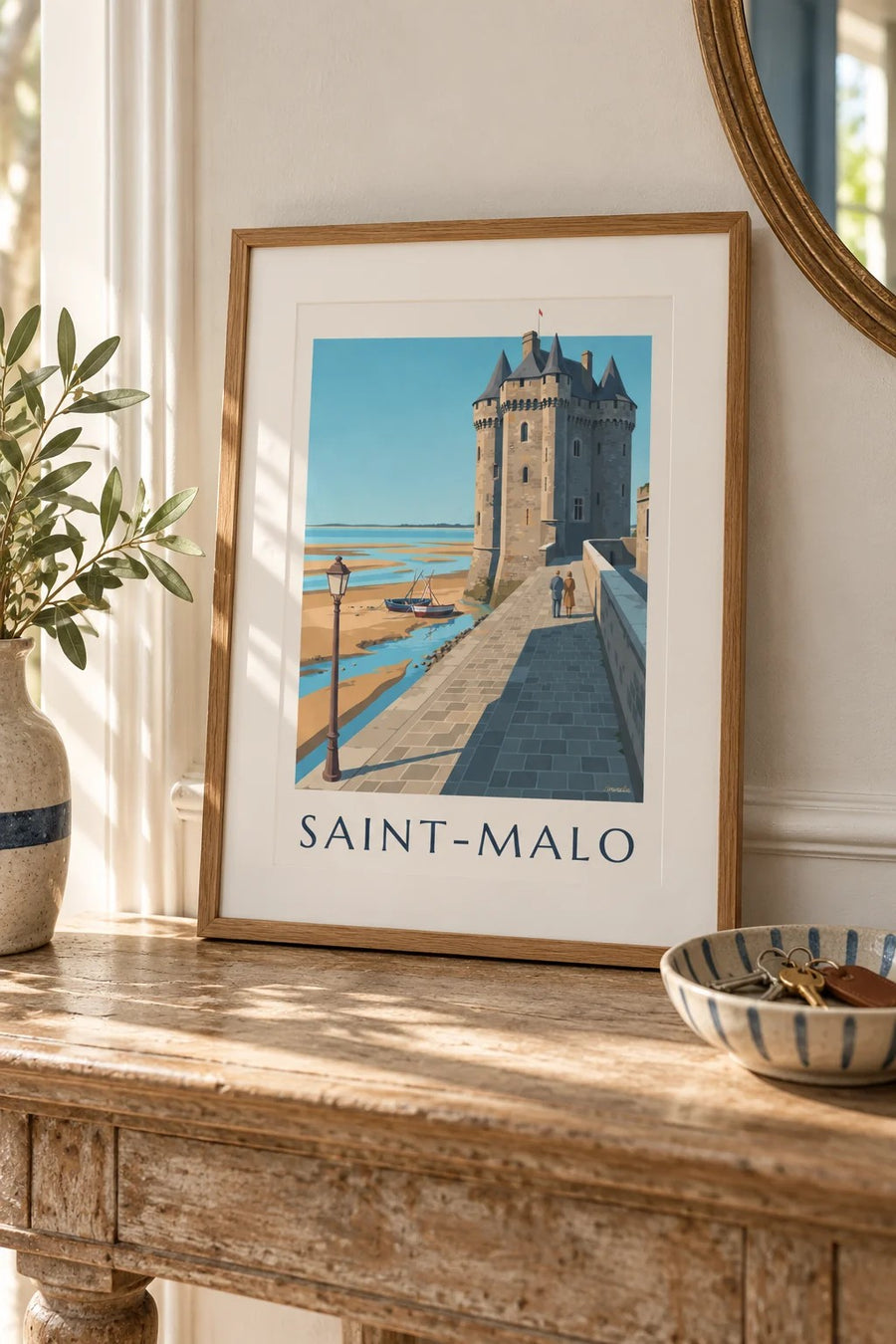 Affiche Tour Solidor à Saint-Servan, Saint-Malo : petit format A4 encadré