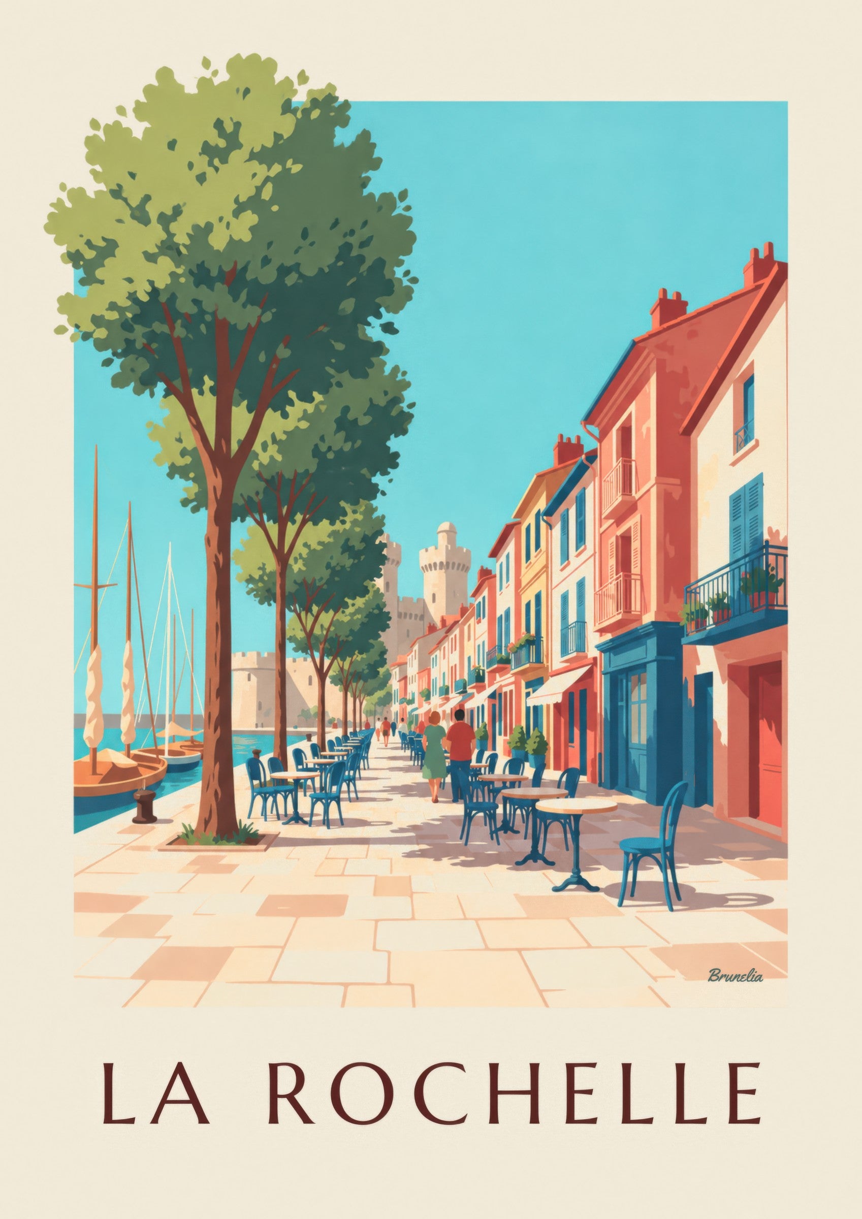 Affiche du Gabut à La Rochelle, maisons colorées : détail en gros plan