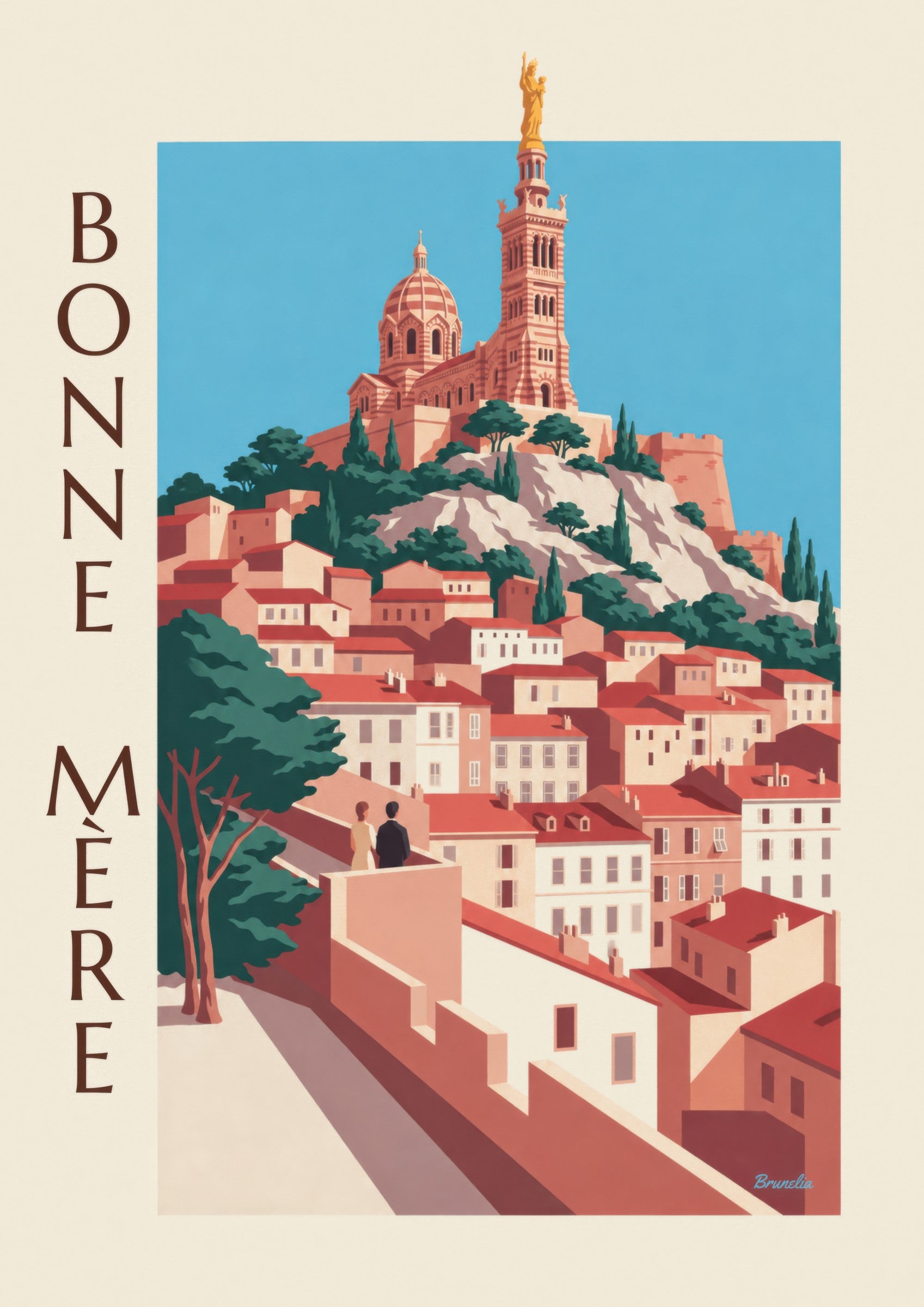 Affiche Notre-Dame-de-la-Garde à Marseille : détail en gros plan