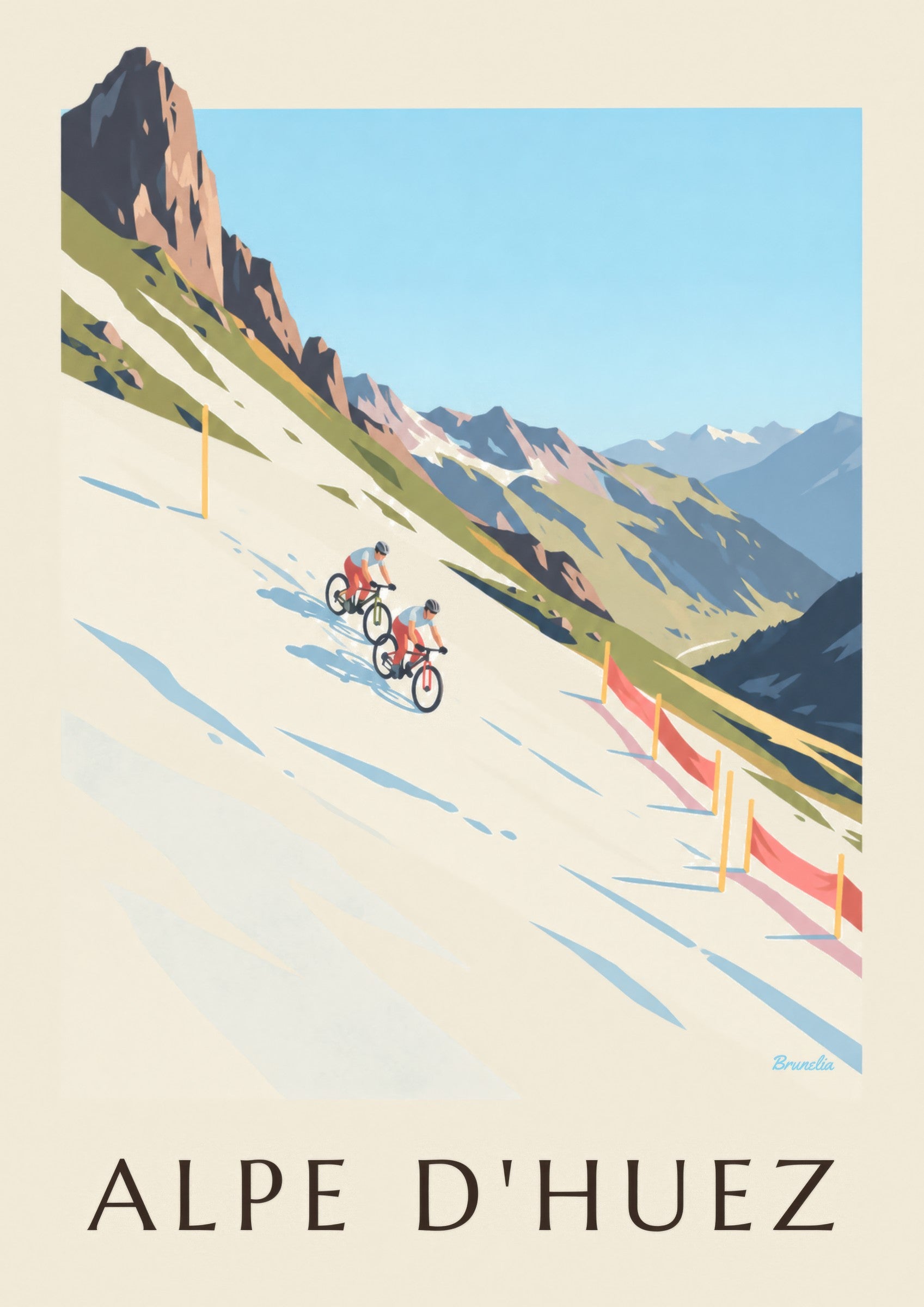 Affiche Alpe d'Huez, VTT sur la neige : détail en gros plan