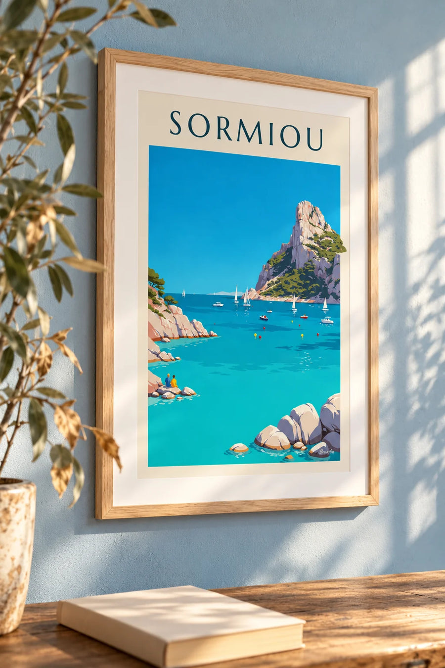 Affiche calanque de Sormiou à Marseille : encadrée au mur