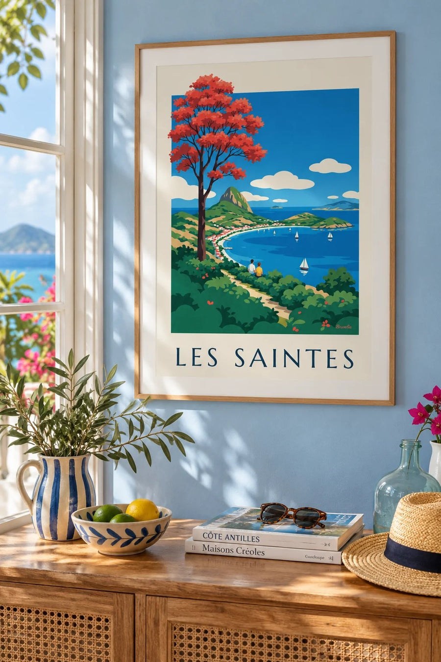 Affiche Guadeloupe, baie des Saintes à Terre-de-Haut : encadrée au mur