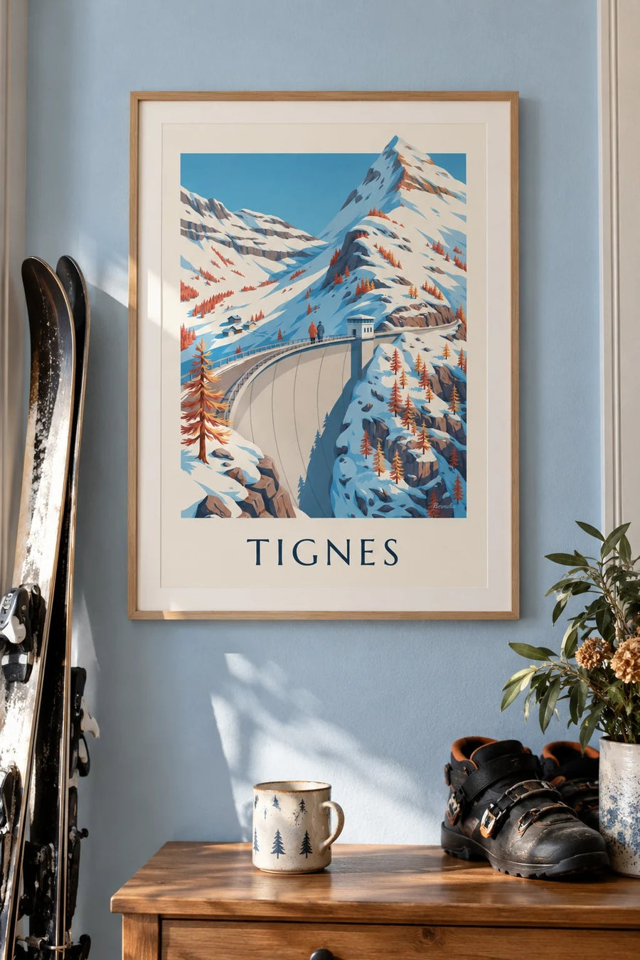 Affiche Tignes, le grand barrage en hiver : encadrée au mur