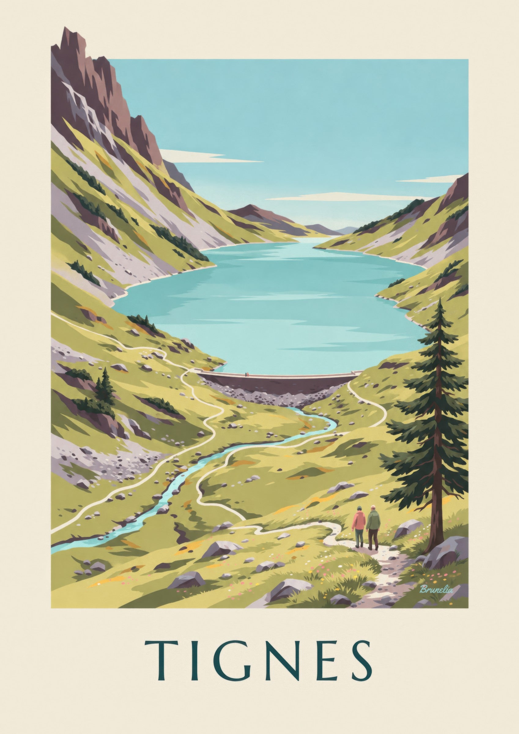 Affiche Tignes, lac turquoise de la Sassière : détail en gros plan