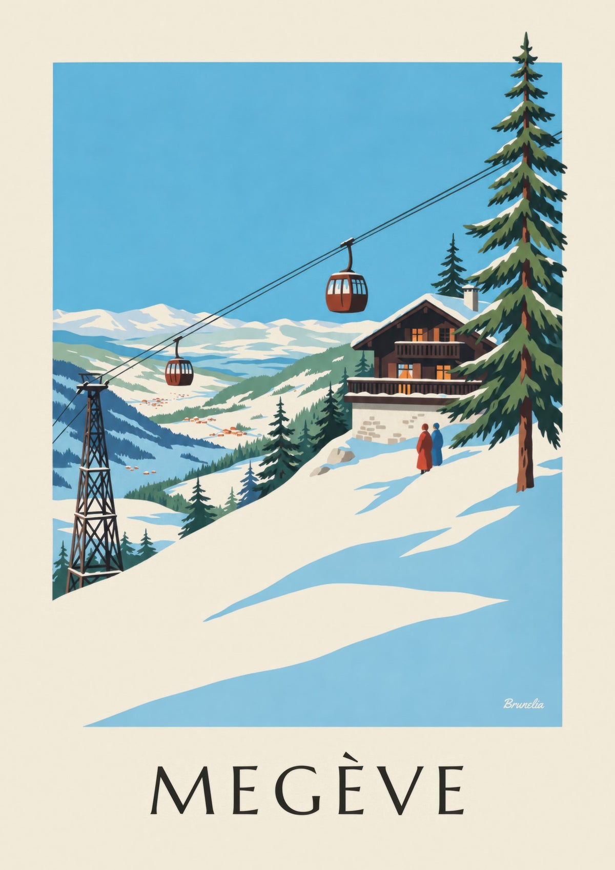 Poster de Megève, telecabina do Mont d'Arbois