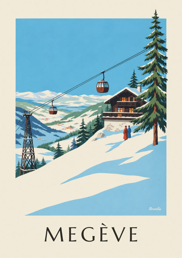 Affisch Megève, linbanan vid Mont d'Arbois