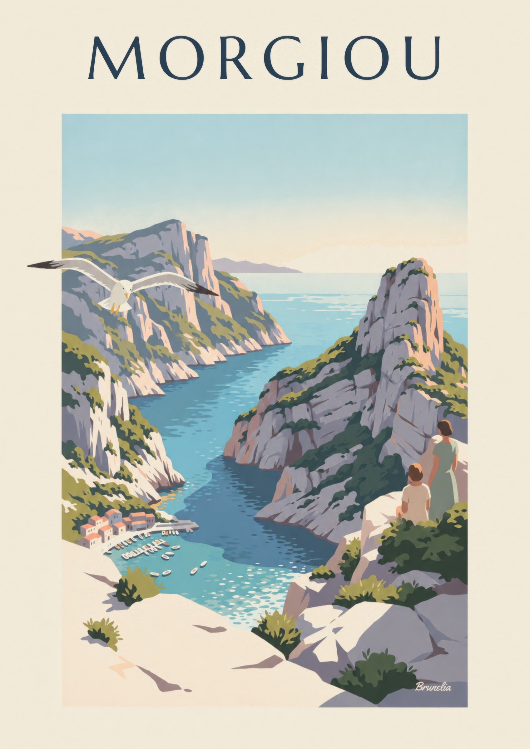Affiche calanque de Morgiou à Marseille : détail en gros plan