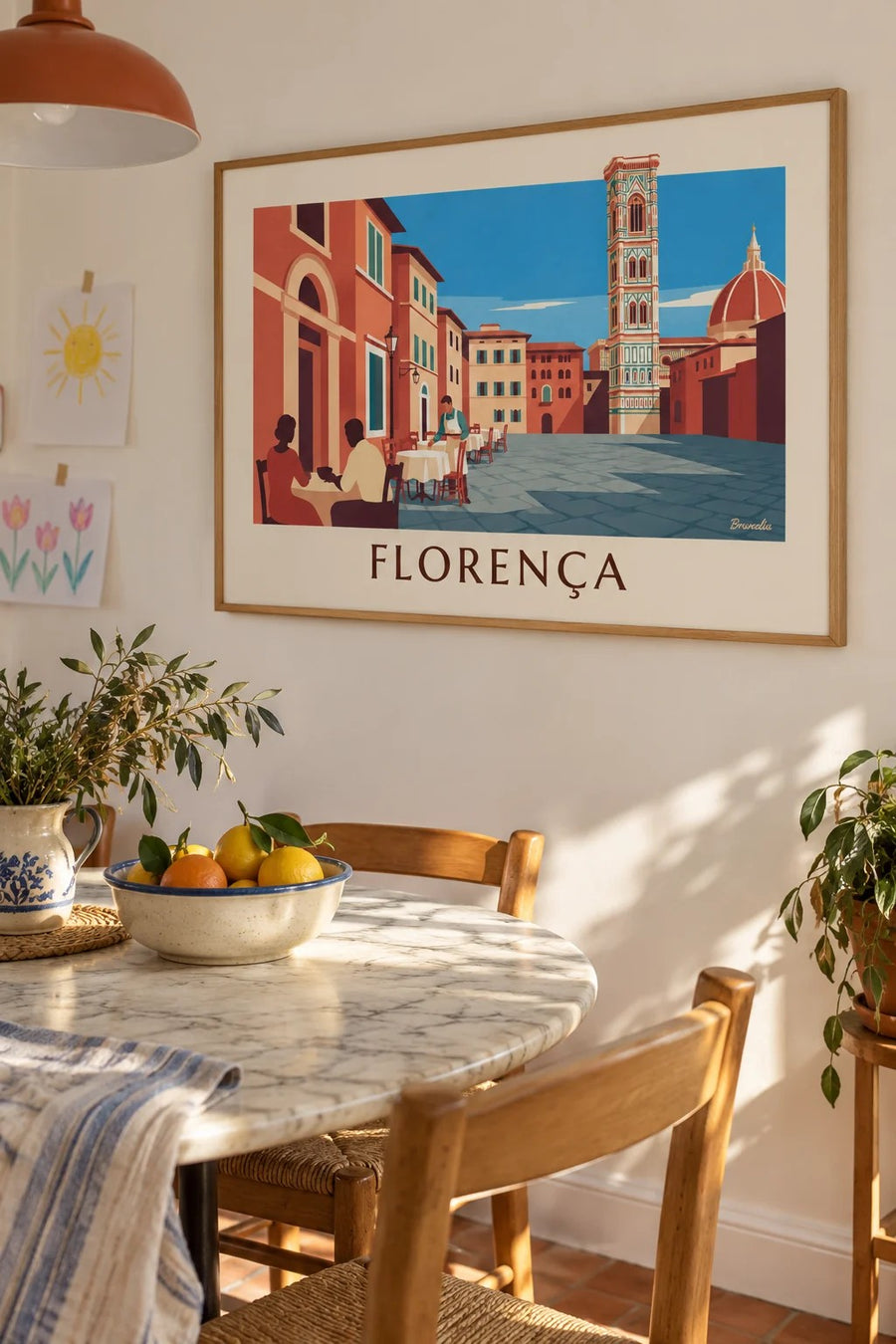 Poster de esplanada diante do Duomo de Florença: emoldurado na parede