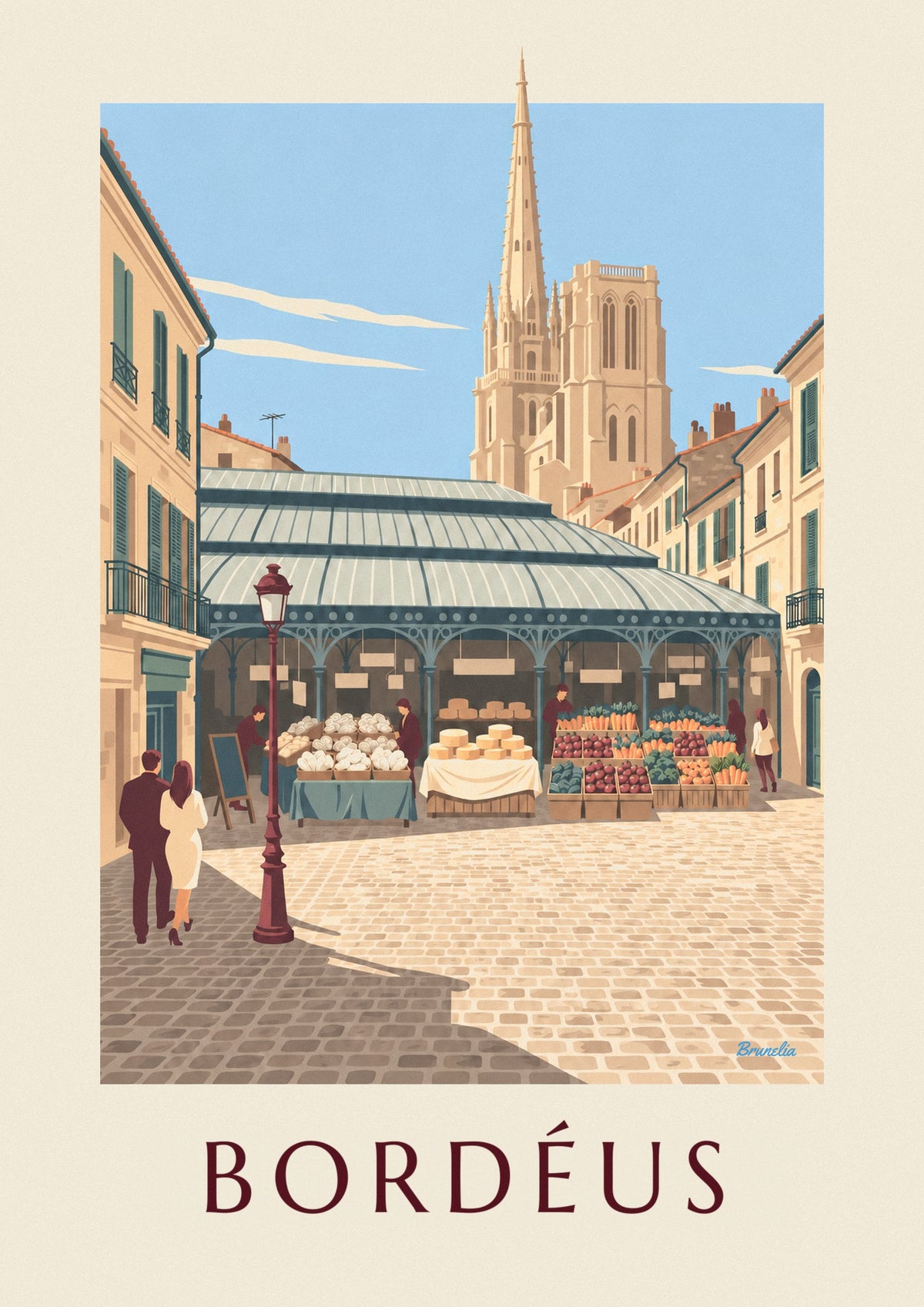 Cartaz do mercado dos Capucins, em Bordéus, e da agulha de Saint-Michel