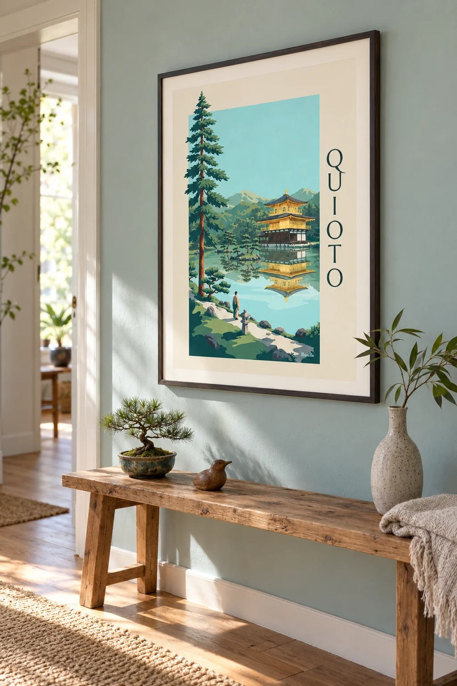Poster do Pavilhão Dourado Kinkaku-ji em Quioto: emoldurado na parede