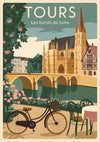 Affiche Tours cathédrale et Loire style années 1930