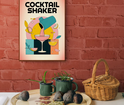 Affiche vintage shaker à cocktail