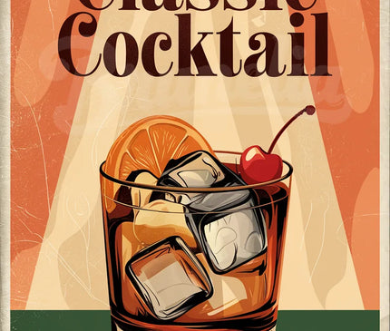 Affiche vintage boisson servie sur glace