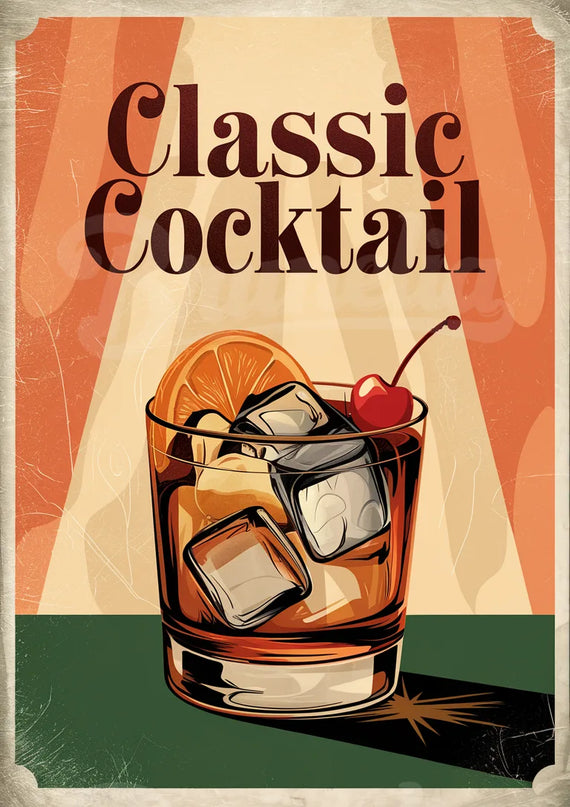Affiche vintage boisson servie sur glace