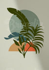 Affiche décorative plantes tropicales géométrique rétro