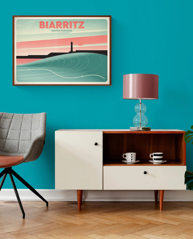 Affiche surf rétro Biarritz