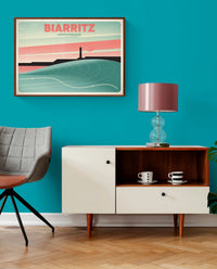 Affiche Biarritz Surfer Paradise phare et vagues
