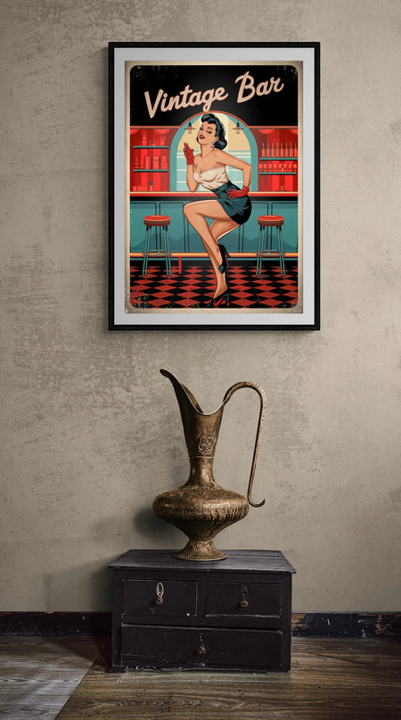 Affiche affiche bar pin-up rétro