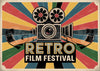 Affiche Retro Film Festival caméra de cinéma vintage