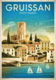 Affiche Gruissan Occitanie tour et port méditerranéen